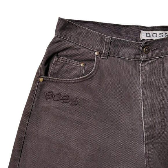 Y2K Vintage BOSS denim shorts baggy highwaisted faded brown wash streetwear. - Picture 3 of 6